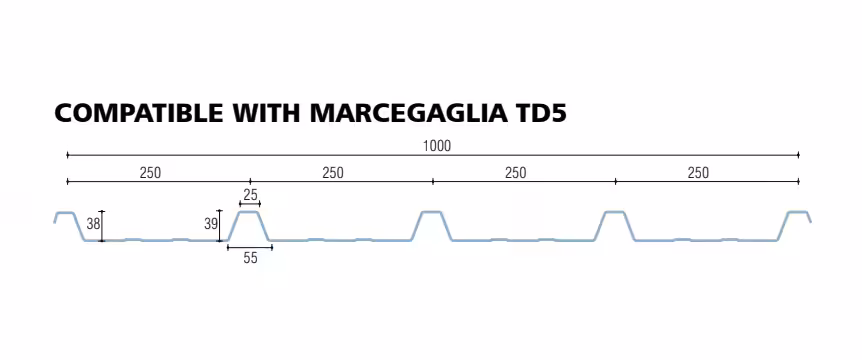 policarbonato compatto grecato compatibile marcegaglia td5