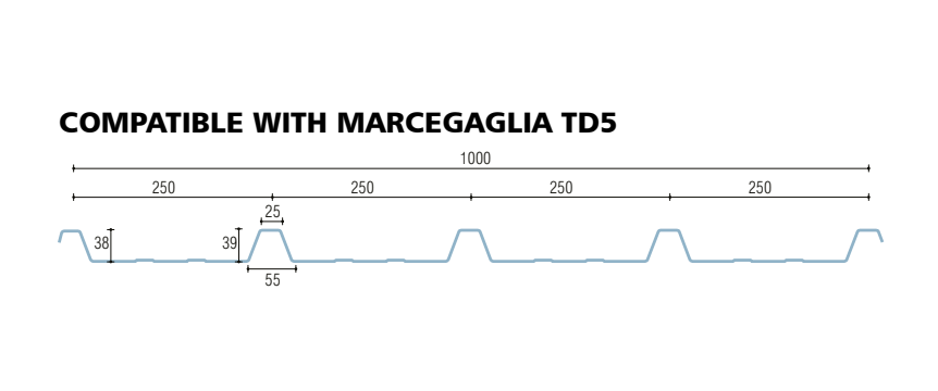 policarbonato compatto grecato compatibile marcegaglia td5