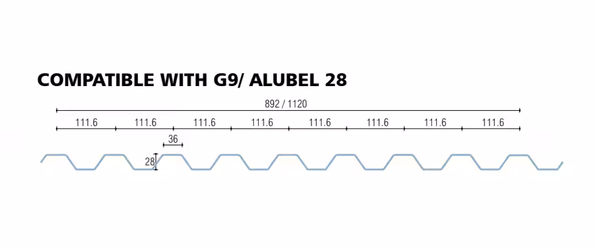 policarbonato grecato compatto compatibile alubel 28