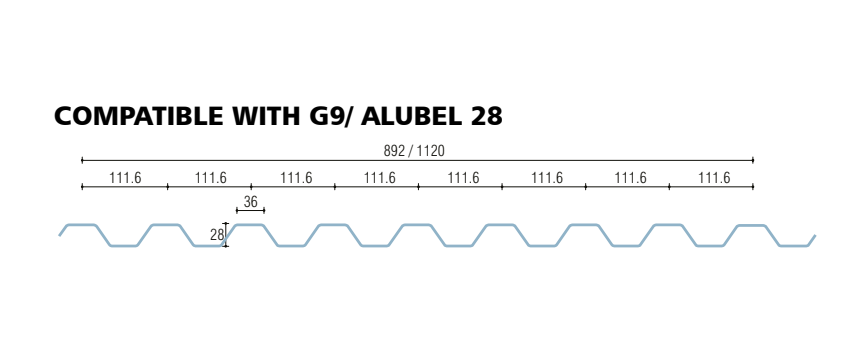 policarbonato grecato compatto compatibile alubel 28