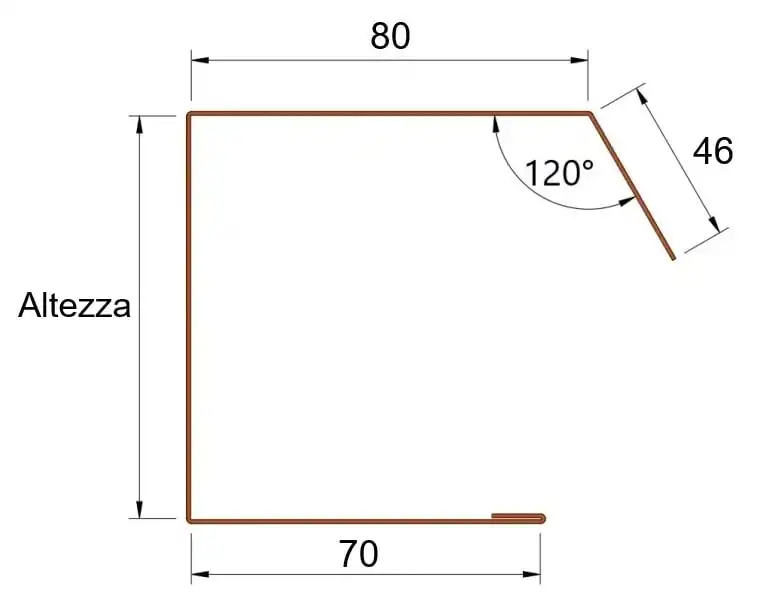 Scossalina testa sagomata finto coppo Misura